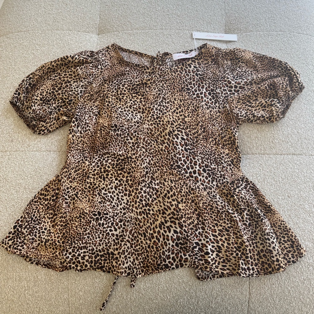 NWT LISA SAYS GAH PETRA BLOUSE - LEOPARD PRINT - SIZE M